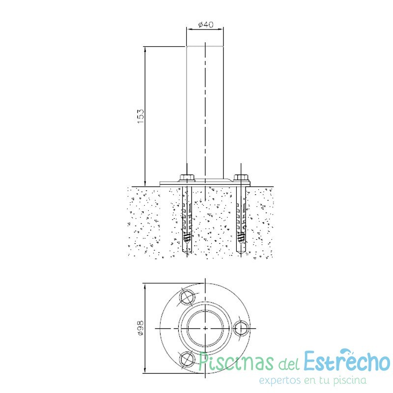 Conjunto de 2 Anclajes desmontable con pletina