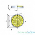 Reja de desagüe para piscinas 200mm.