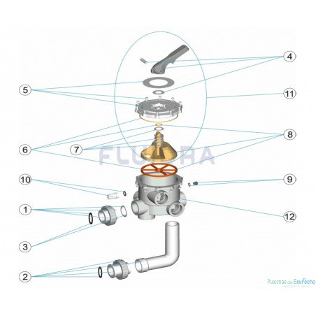 Despiece Recambios Válvula Selectora 2" con tornillos (07444)