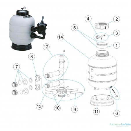 Despiece Recambios filtro Astralpool Millennium Tapa Rosca