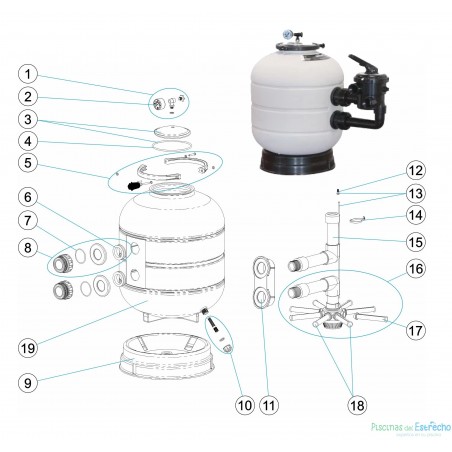 Despiece Recambios filtro Astralpool Millennium Tapa Zuncho