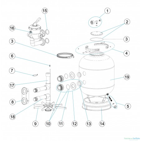 Despiece Recambios filtro Astralpool Skypool Lateral