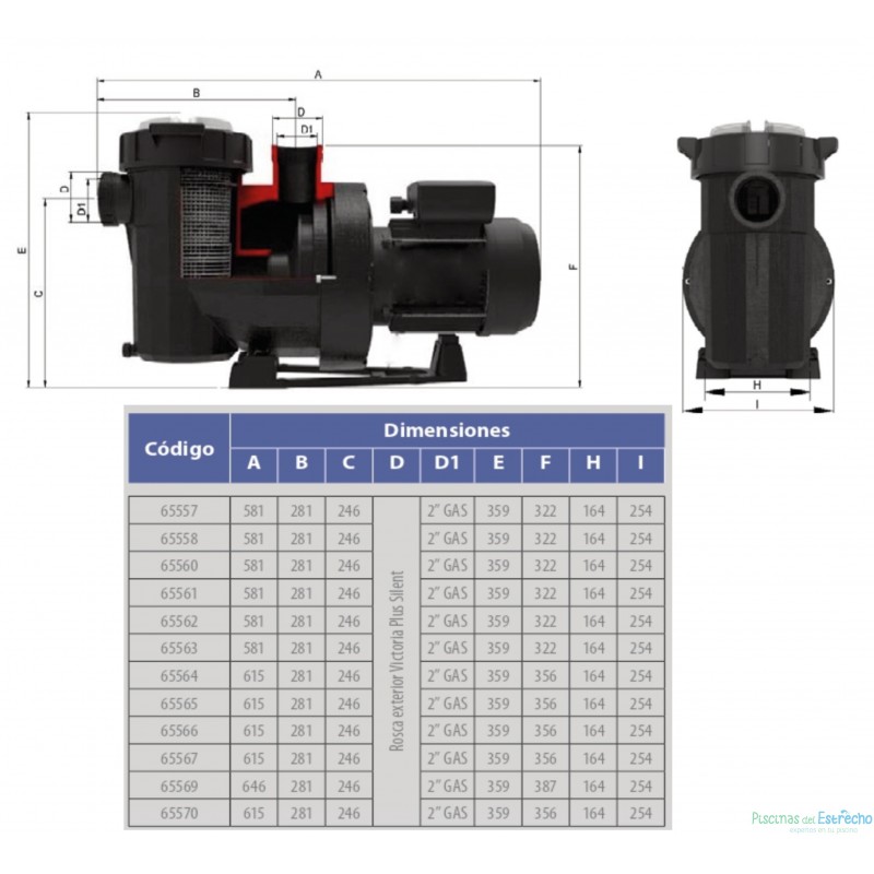 Bomba Victoria Plus Silent Astralpool 1,5 CV Trifásica 65565