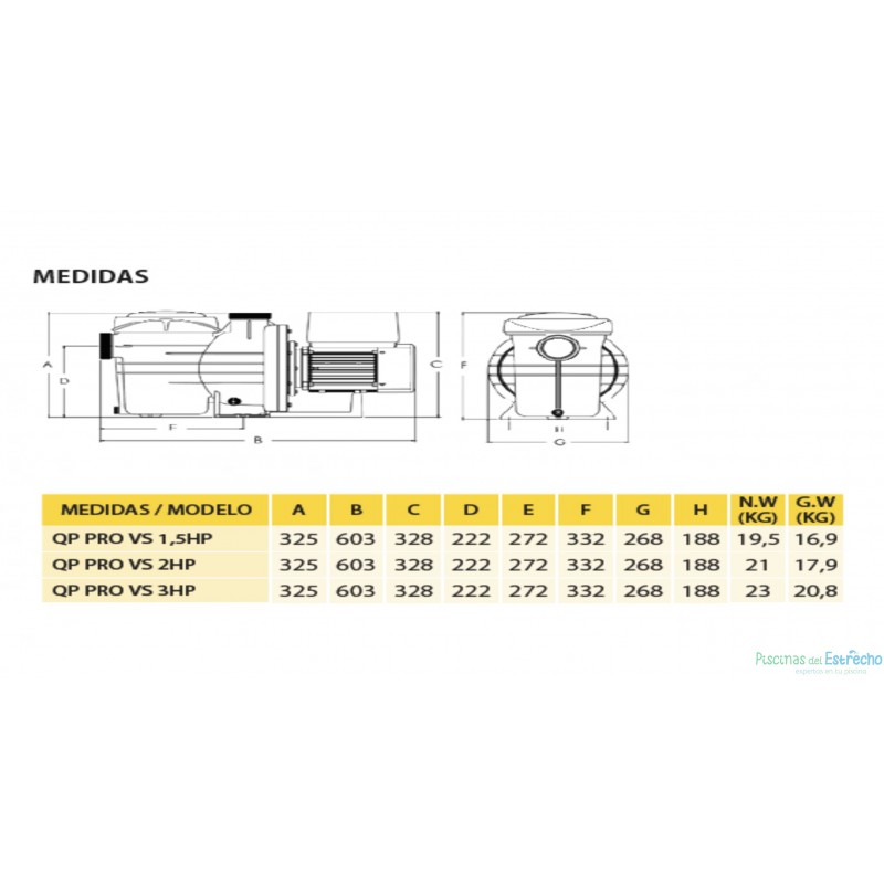 Bomba piscina Velocidad Variable QP Pro Vs 1,5 CV 500VS11