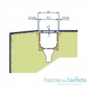 Rejilla para rebosadero piscina por placas 22/335 mm.